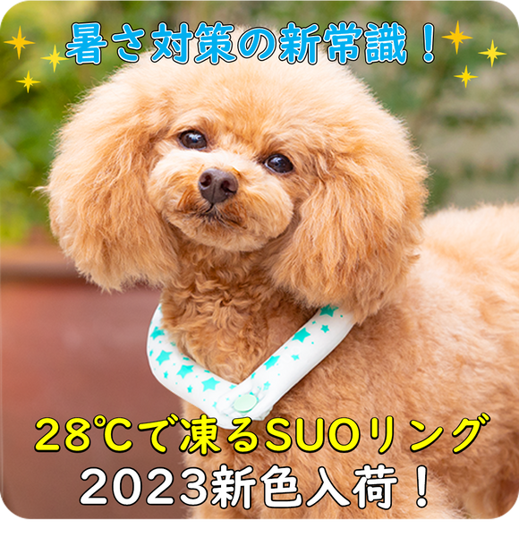 【２０２３年限定色】暑さ対策の新常識！SUO for dogs 28°アイスクールリング　ボタン付き